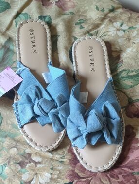 SERRA Light Blue Knotted Slide Sandals